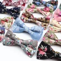 New Colorful Floral Bow Ties Fashion Cotton Print Bowtie Neckties For Men Wedding Party Business Suits Gravata Butterfly Cravats