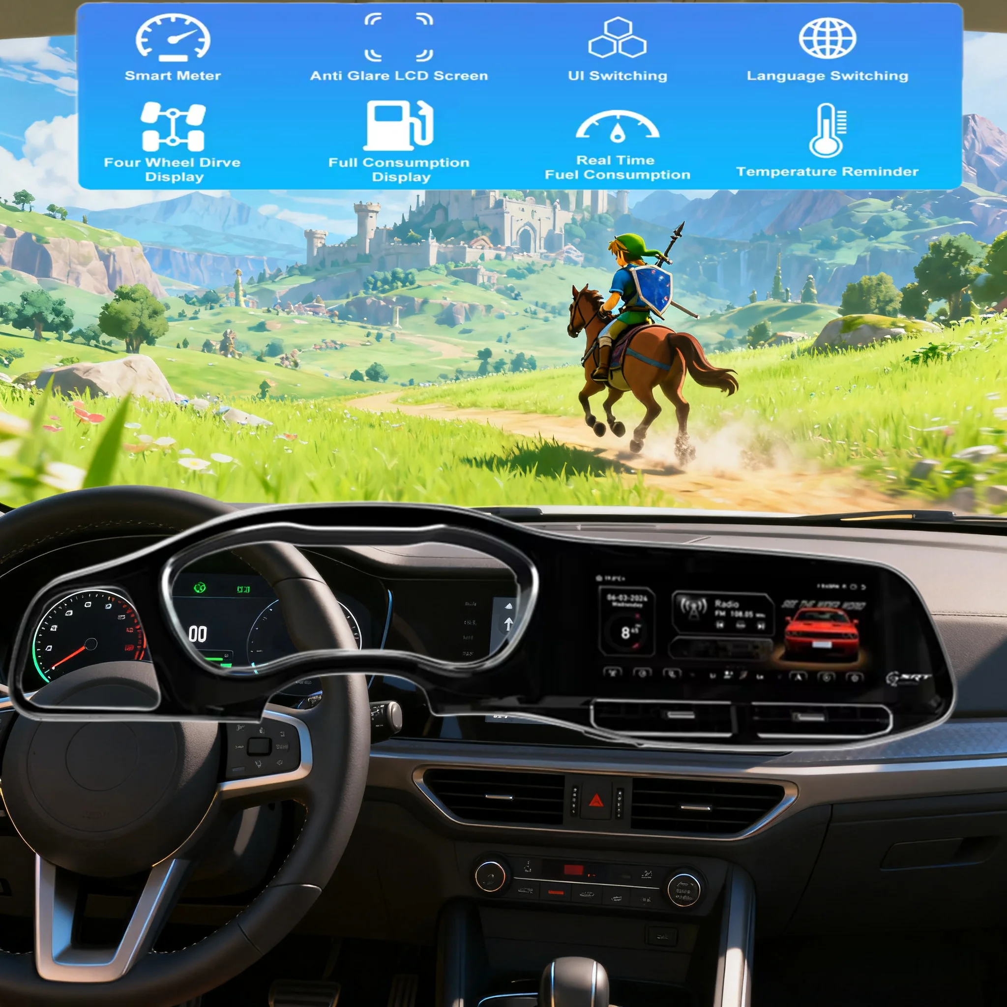 

12,3-дюймовый Android14 беспроводной CarPlay для Dodge Challenger Srt Hellcat 2010-2024 автомобильный радиоприемник стерео мультимедийный плеер GPS-навигация