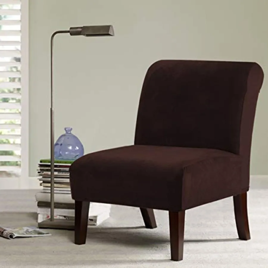 Armless Accent Chair Covers Thick Velvet Armless Chair Slipcovers High Stretch Chair Covers for Living Room Hotel Machine Washa