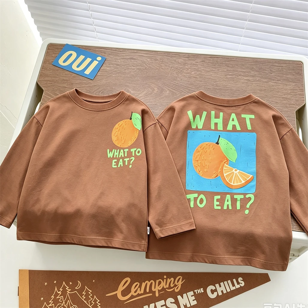 Fruit Print TShirt New Trendy Spring Clothing Round Neck Bottoming Shirt Casual Sports Tees For Boys And Girls Lovely Tops