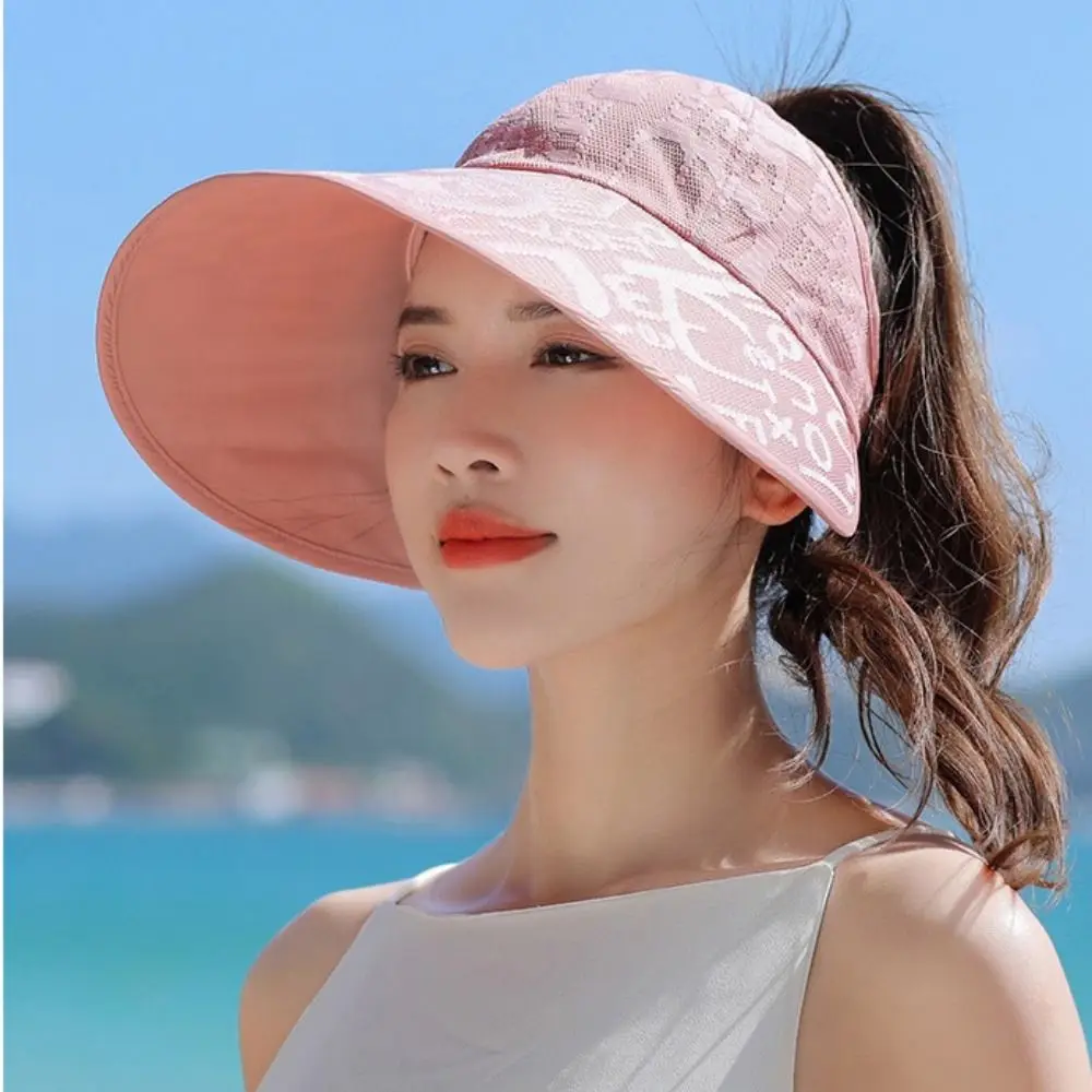 

Sunscreen Cap Letter Large Brim Sun Hat UV Protection Stripes Sunscreen Bucket Cap Breathable Removable Summer Panama Hat Men