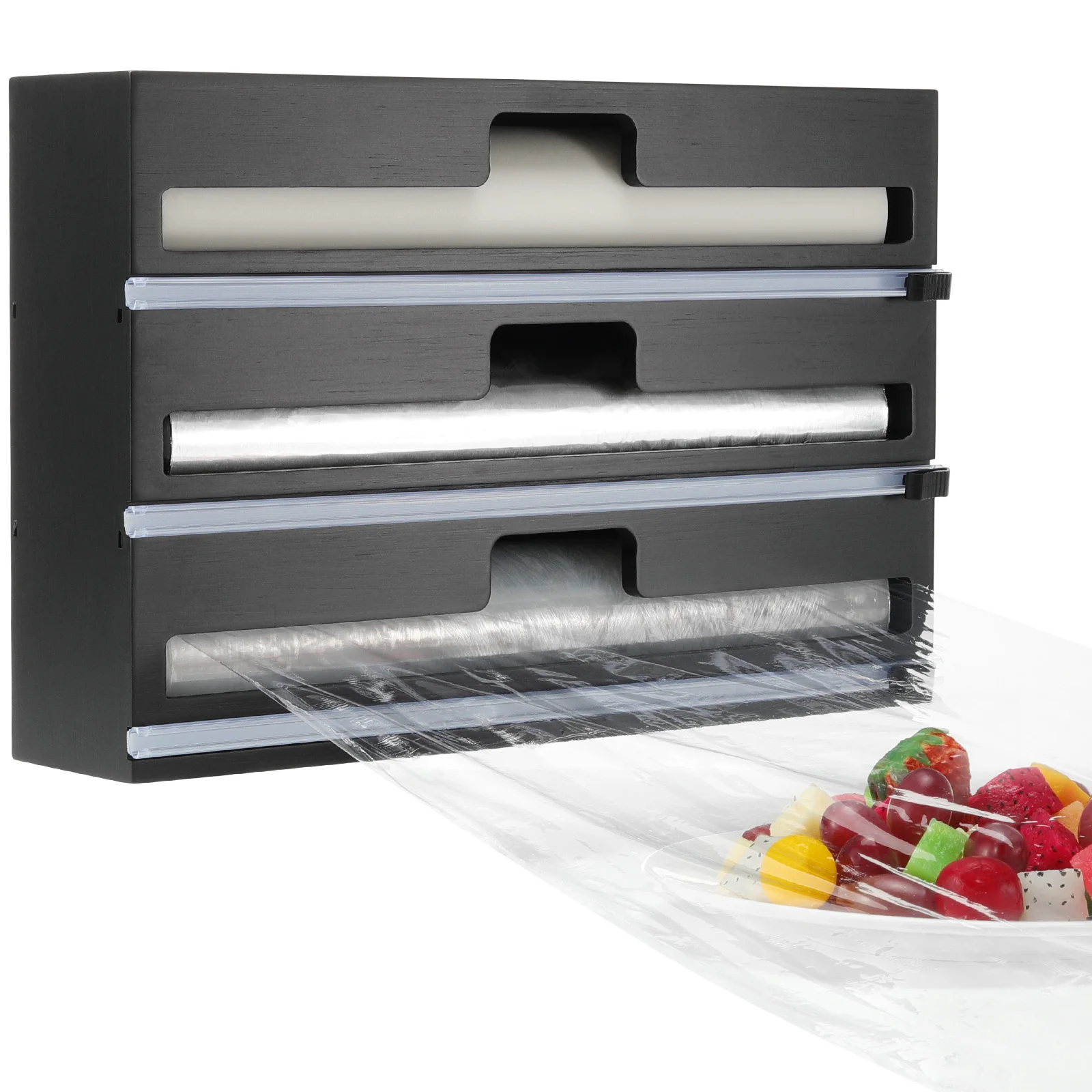 

Дозатор для пластиковой пленки Housolution 3 в 1, с резаком для кухонного ящика, диспенсер для пленки с резаком, настенный держатель