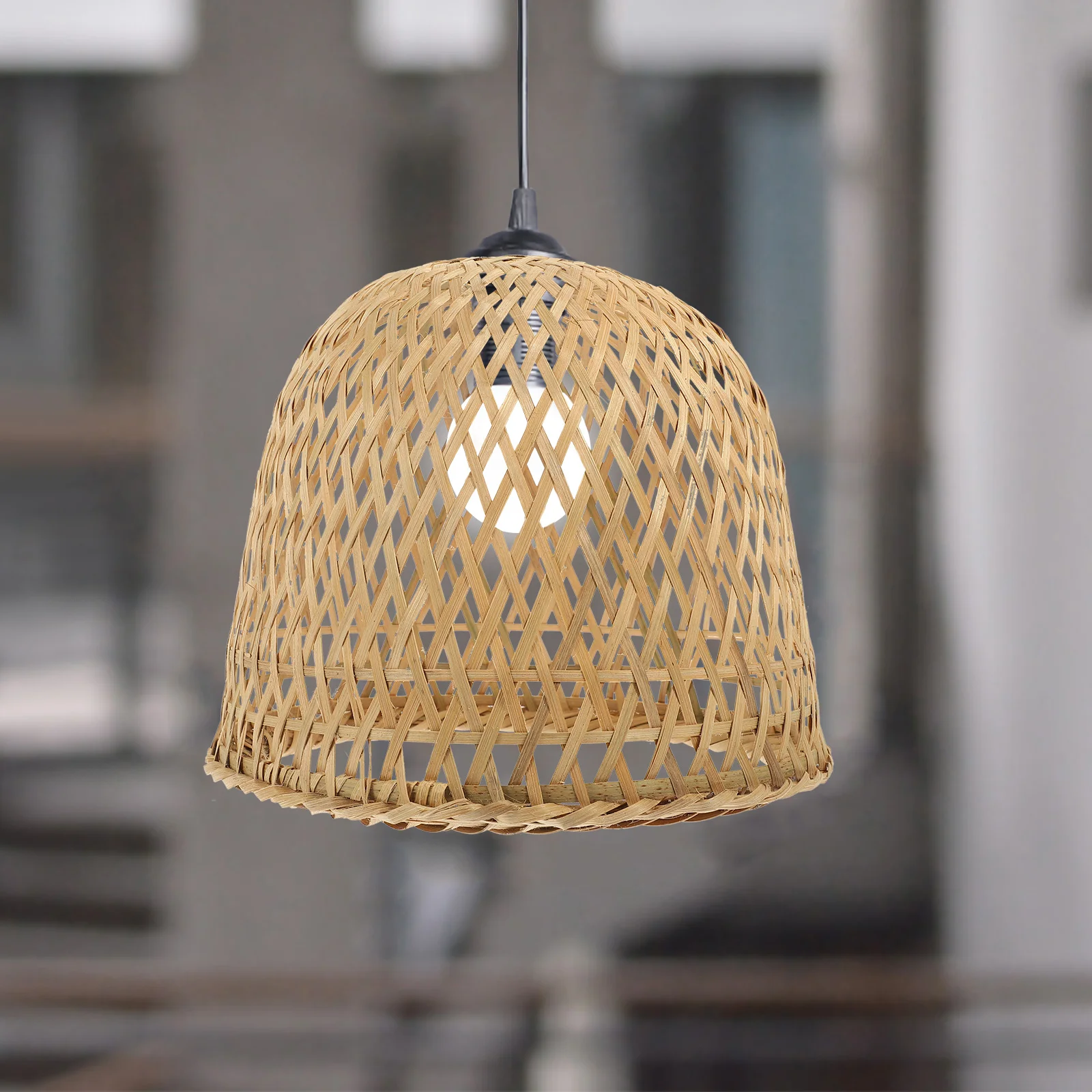 Bamboo Lampshade Ceiling Cover Pendant Light Hanging Covers Bedroom Decorative Woven Basket