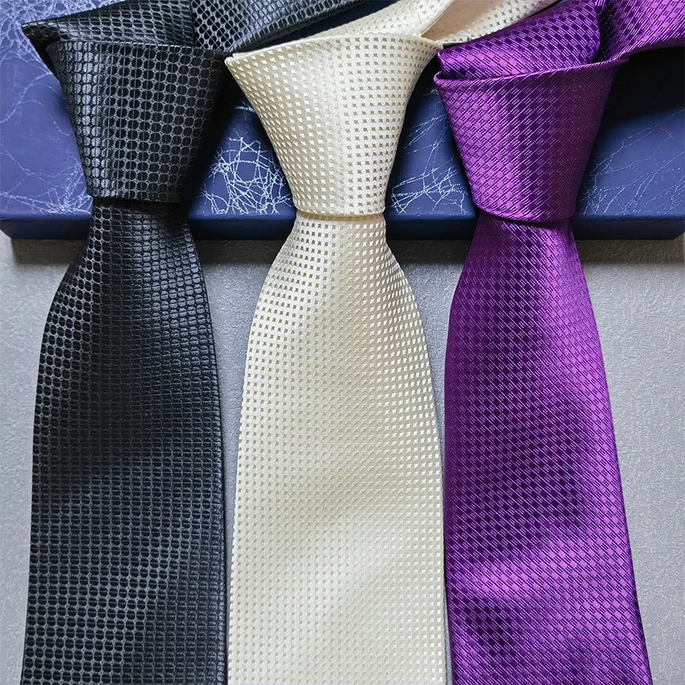 8CM Geometric Round Dot Tie Luxury High Quality Jacquard Necktie for Men