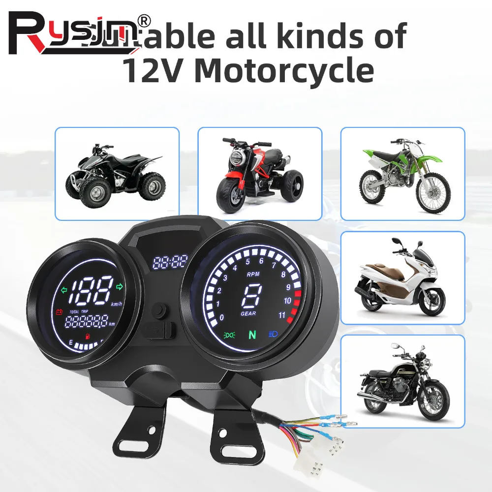 

For GN125 Motorcycle Speedometer Tachometer Digital Instrument Assembly LCD Display Waterproof RPM Tacho Speed Meter