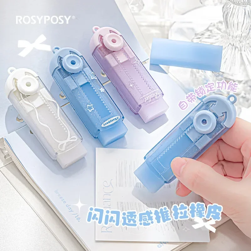 1-częściowa gumka Ins Cute Eraser dla dzieci Girl Sweet Chic Korean Bow Ribbon Star Pencil Eraser Pull-out Style Drawing Stationery Eraser