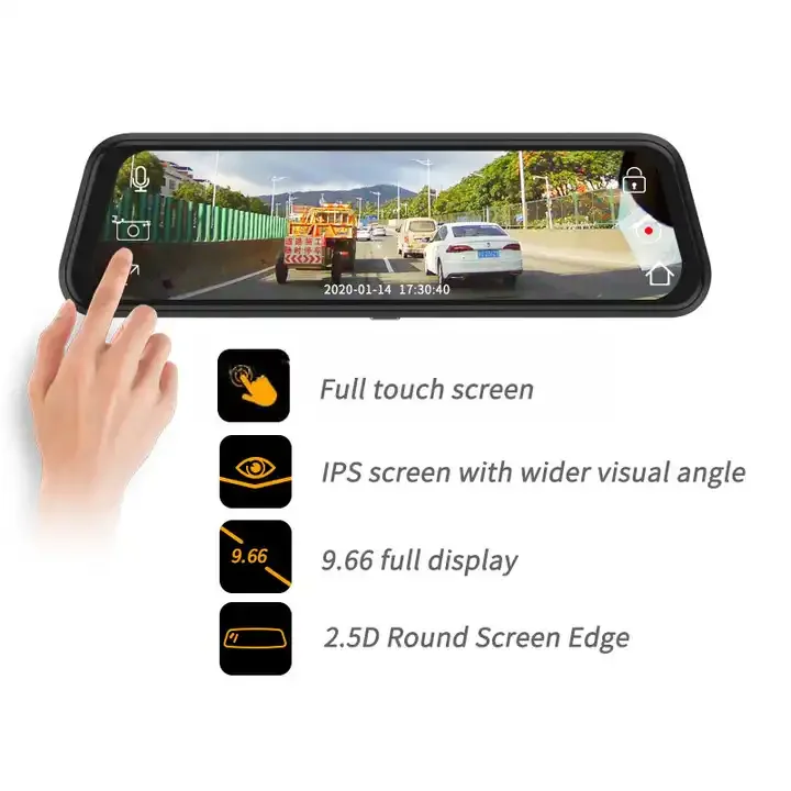 10'' Mirror Dash Cam Night Vision 1080P FHD Full Touch Screen Front and Rear View Backup Camera for Cars view 4