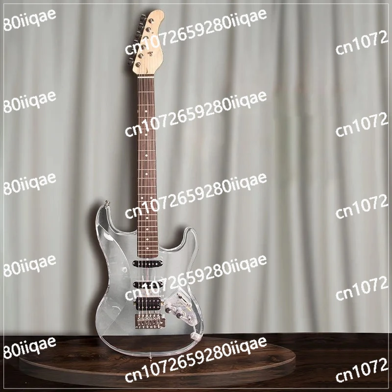 Electric Guitar Transparent Acrylic Beginner with Rosewood Fretboard Single Tremolo  Pickups Cool Rock Style