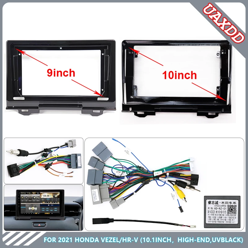 

For Honda Vezel Hr-v 9inch Radio Android Stereo Frame Panel Fascia Dashboard Audio Multimedia Player Screen Video Cable Harness