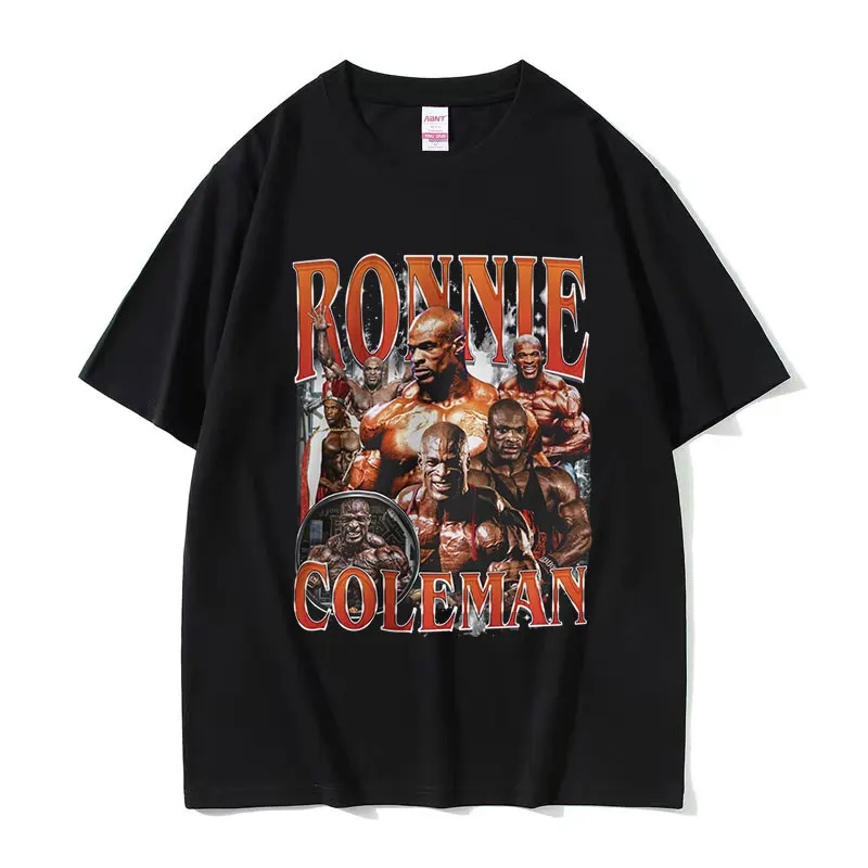 Camiseta Vintage Ronnie Coleman com Estampa de Academia, Camiseta Divertida para Fisiculturistas, Moda Masculina Casual, 100% Algodão, Camiseta Oversized