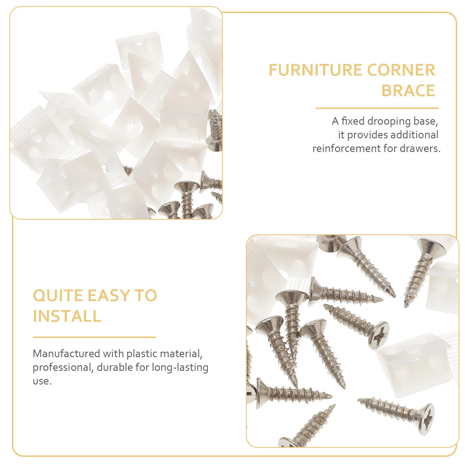 100pcs Shelf Support Pins Layer Board Screw Drawer Bottom Corner Braces Repair Kit Plastic Angle Code Bracket Furniture Corner