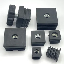 10/5pcs Black/white Square Pipe Plugs with Nut Hole Blanking End Inserts Caps Pipe Cover M5 M6 M8 Furniture Leg Feet Tube Plug