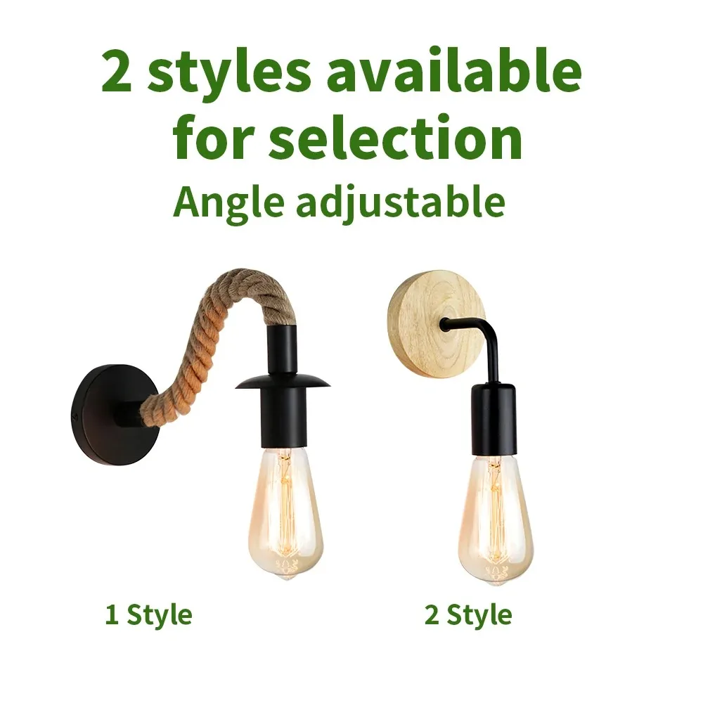 Lámpara de Pared JOYINLED Negra y Blanca de Estilo Vintage en Madera y Metal, Minimalista, para Interiores, E26/E27, Decoración de Habitaciones, Lámpara de Noche
