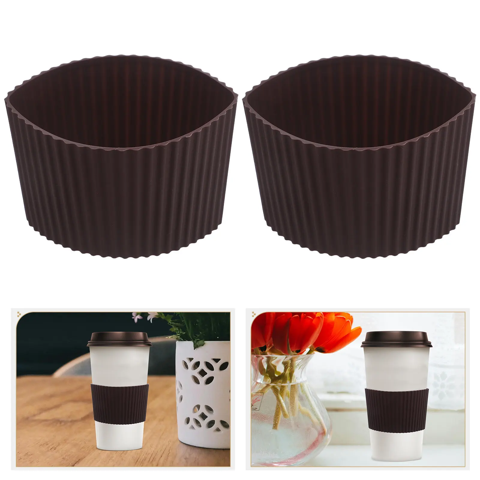 10Pcs Heat-Resistant Silicone Cup Sleeves Non-Slip Reusable Coffee Mug Covers Insulated Drink Cup Insulators for Travel Home