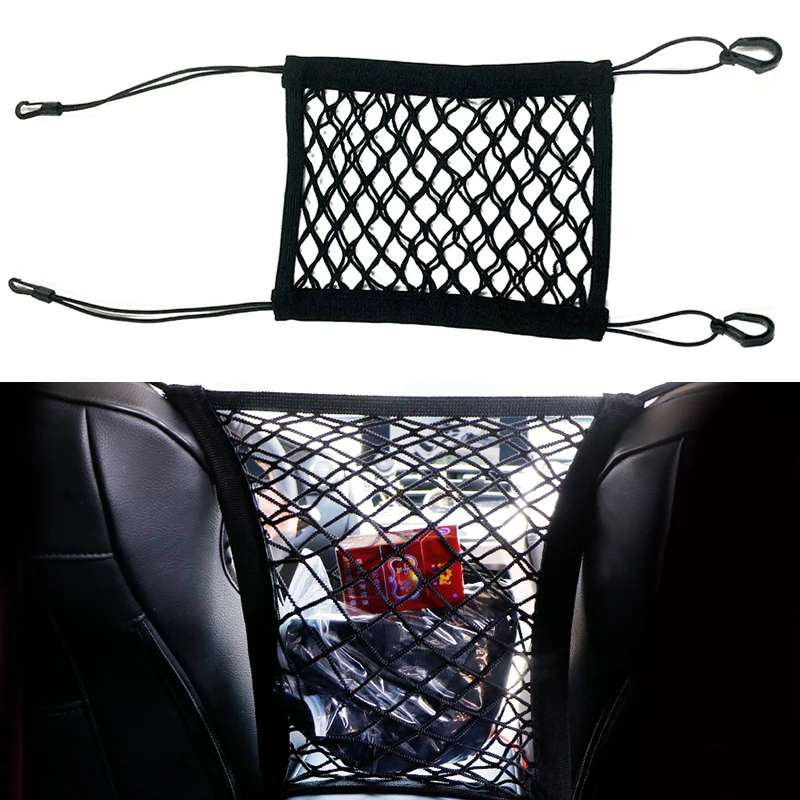 2023 New Good 3-Layer Car Storage Net Bag Between Seats Car Divider Pet Barrier Stretchable Elastic Mesh Bag Organizer Auto