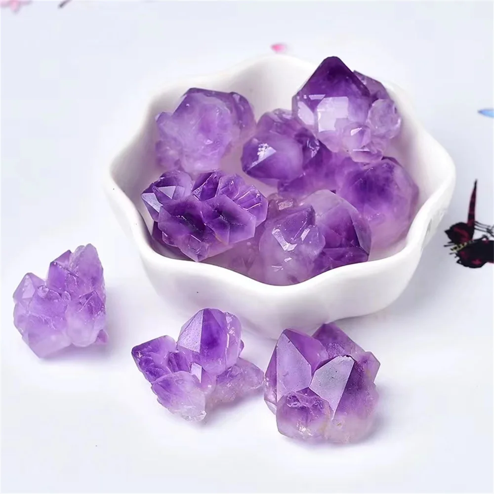 

Natural Amethyst Flower Points Rough Stone Reiki Healing and Meditation Mineral Specimen Home Decoration