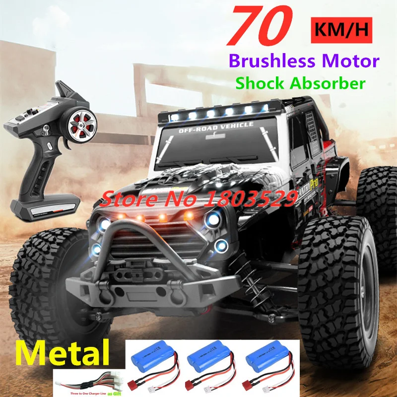 70KM/H Brushless Motor RC Racing Car Professional Adult Metal Frame 2.4GHz All-Terrain Off-Road Climbing Vehical Shock Abosorber