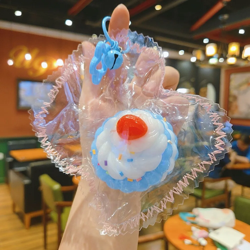 Simulated Food Cream Cake Squeeze Keychain Quick Rebound Super Soft Slow Rebound Pendant Kneading Elastic Fidget Gift Giving