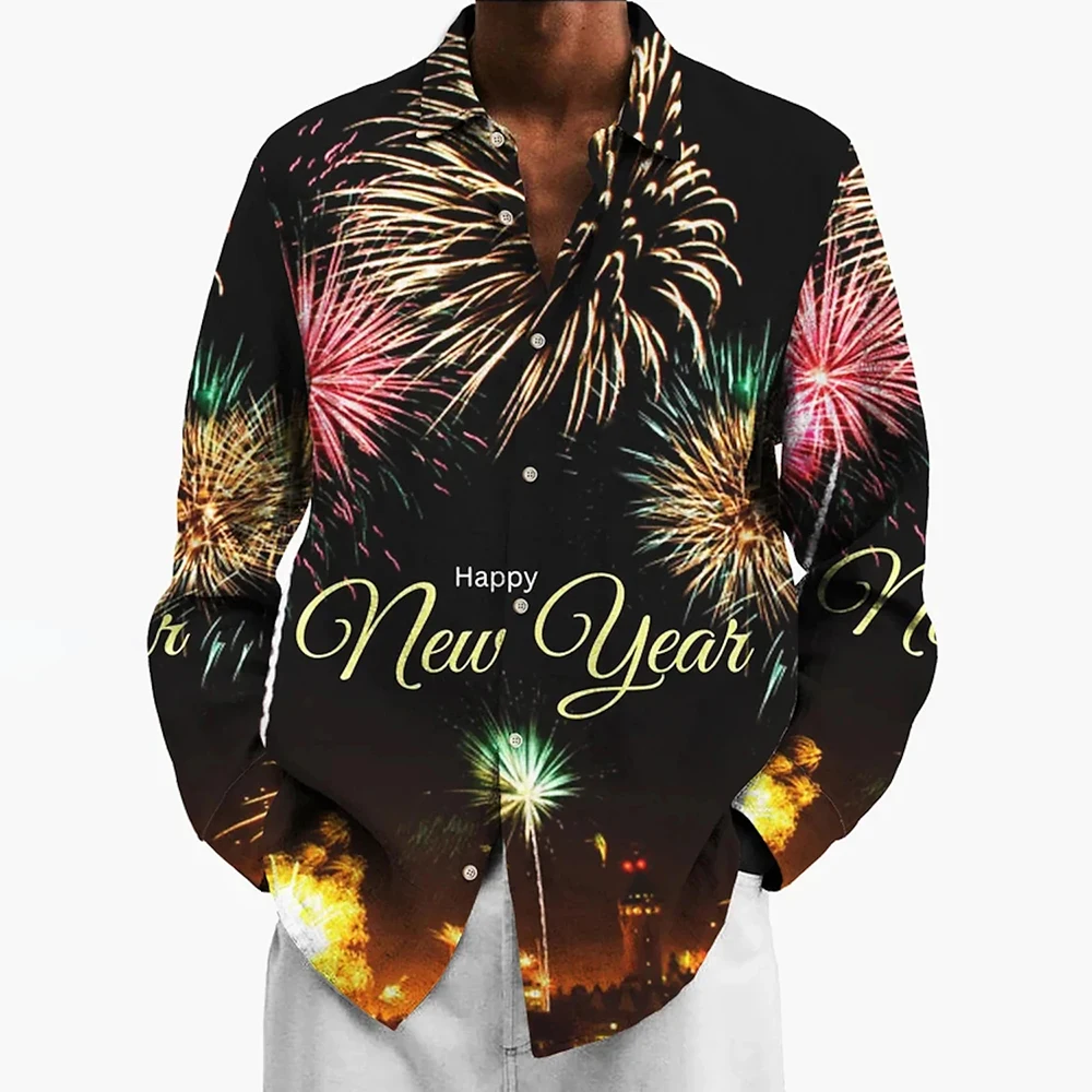 Camicia per il giorno di natale stampa Stereo camicia a maniche lunghe di natale calda camicia da uomo per feste modello alieno abbigliamento Casual da uomo di moda