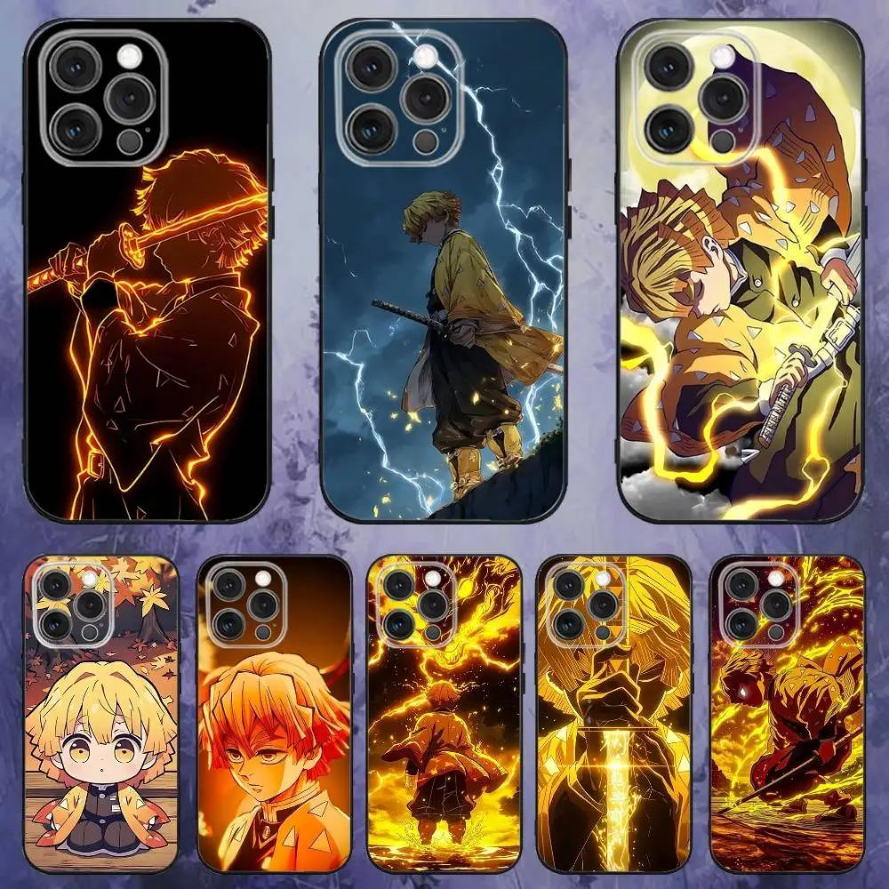 

Anime Z-Zenitsu A-Agatsuma Phone Case For iPhone 17,16,15,14,13,12,Pro,Max,Plus,E,SE4,Air,Mini Black Soft Box
