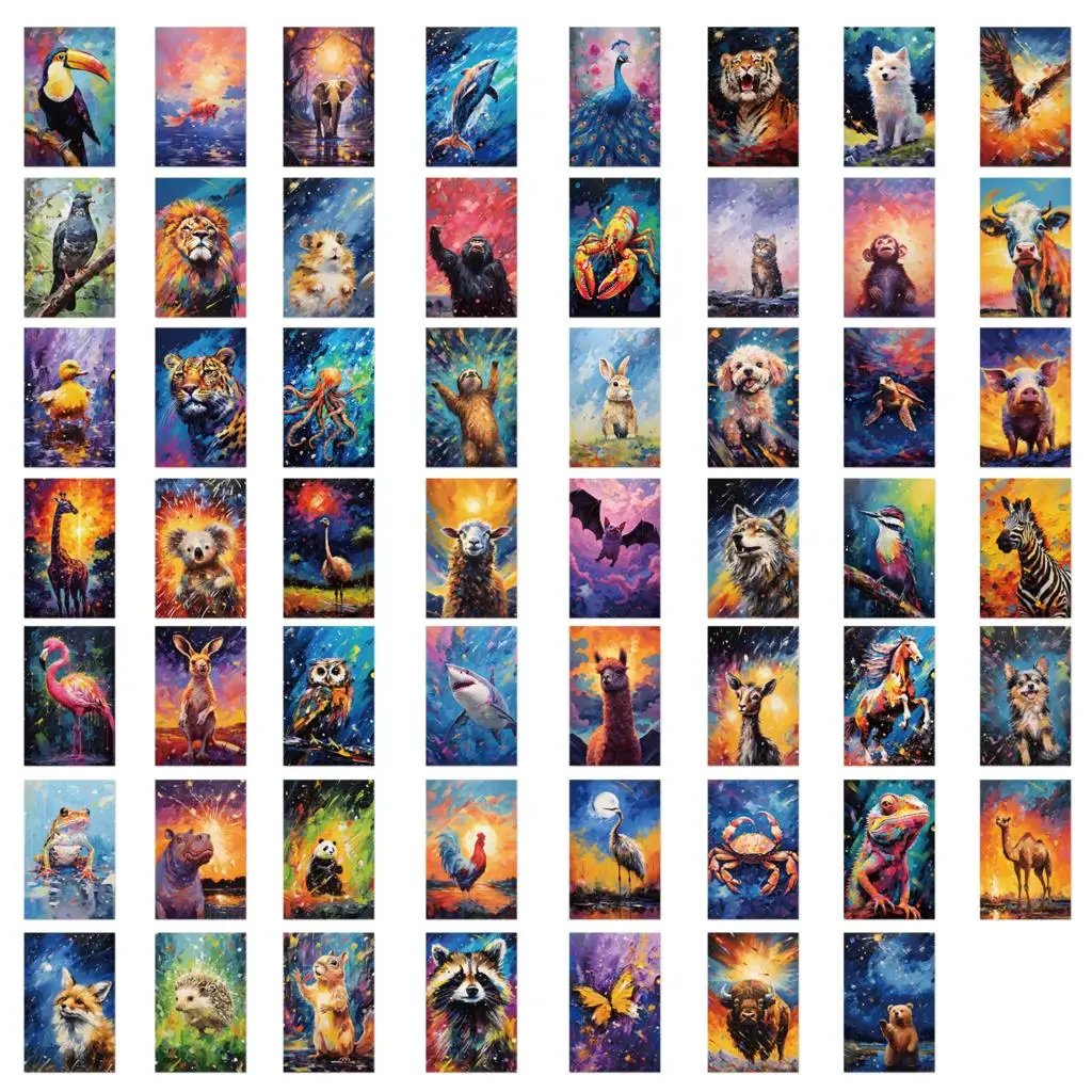 55PCS Cartoon Galaxy adesivi animali colorati decorazione Skateboard Computer Laptop Cute Kawaii Graffiti Sticker all'ingrosso