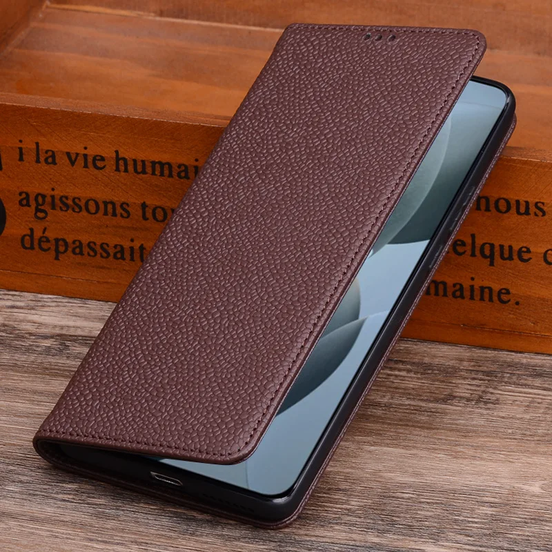 Hot Sale Wobiloo Luxury Genuine Leather Flip Phone Case For Xiaomi Redmi K70 Pro Leather Half Pack Phone Cover Cases Shockproof