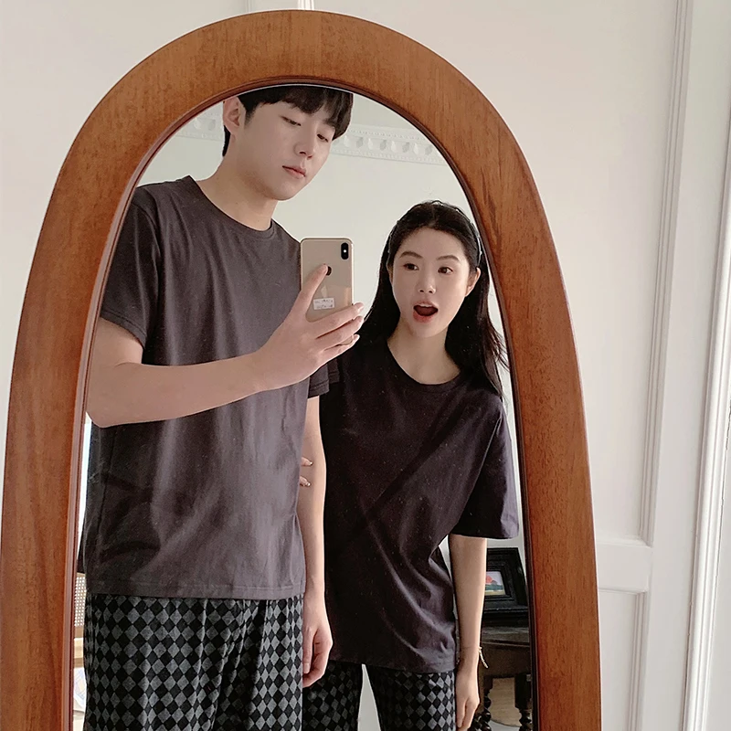 M-3XL L-4XL Couple Set Simple and Fashionable Pure Cotton Pullover Short Sleeve Shorts Summer Casual Men's and Women's Pajamas