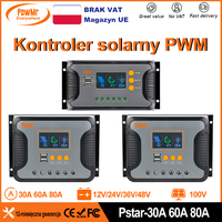 PowMr had 30A 60A 80A Solar Charge Controller for 12V 24V 36V 48V Battery With LED Screen USB 5V 2A PV V V out put Work Sliently