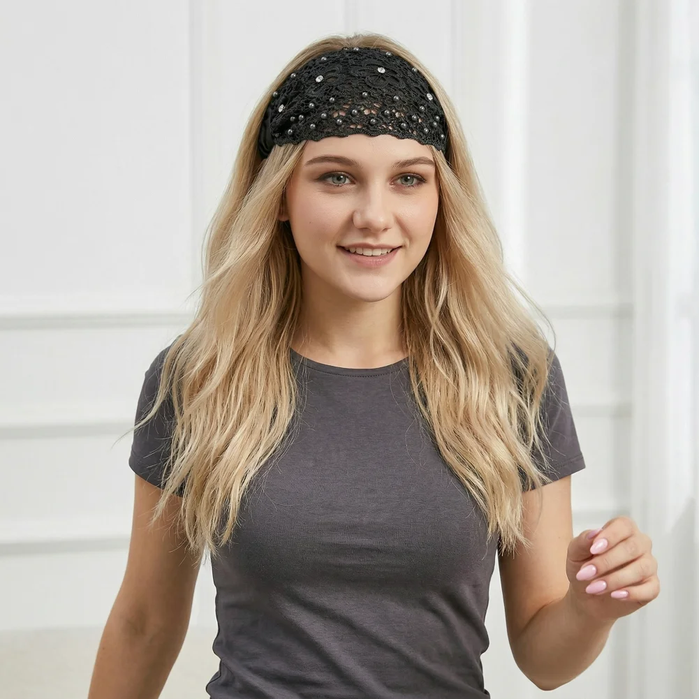 

Гибкие повязки для волос, 4 шт., набор широких повязок с цветами сливы, повязки для волос с искусственным жемчугом, нескользящие, с цветочным узором, для фестивалей