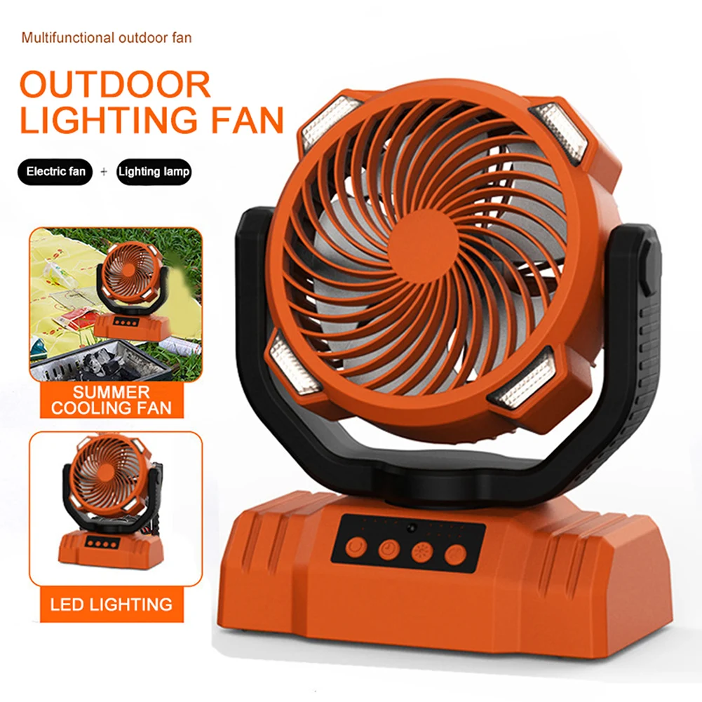 

10000mAh Rechargeable Portable Camping Fan With LED Light Auto-Oscillating Desk Fan With Remote For Emergency