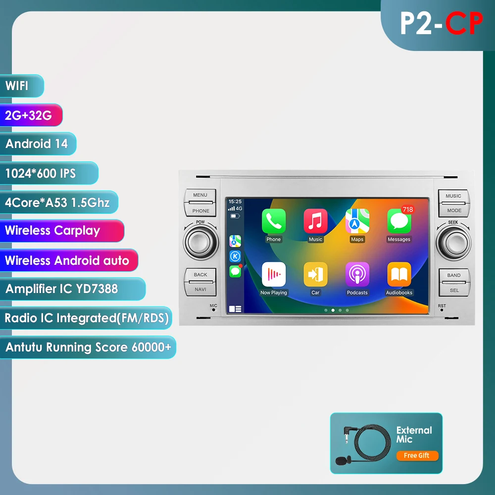 Hizpo 7 ''Android Autoradio voor Ford Focus Mondeo Fiesta Transit Kuga C-Max S-Max Galaxy GPS Navigatie Carplay Auto Radio