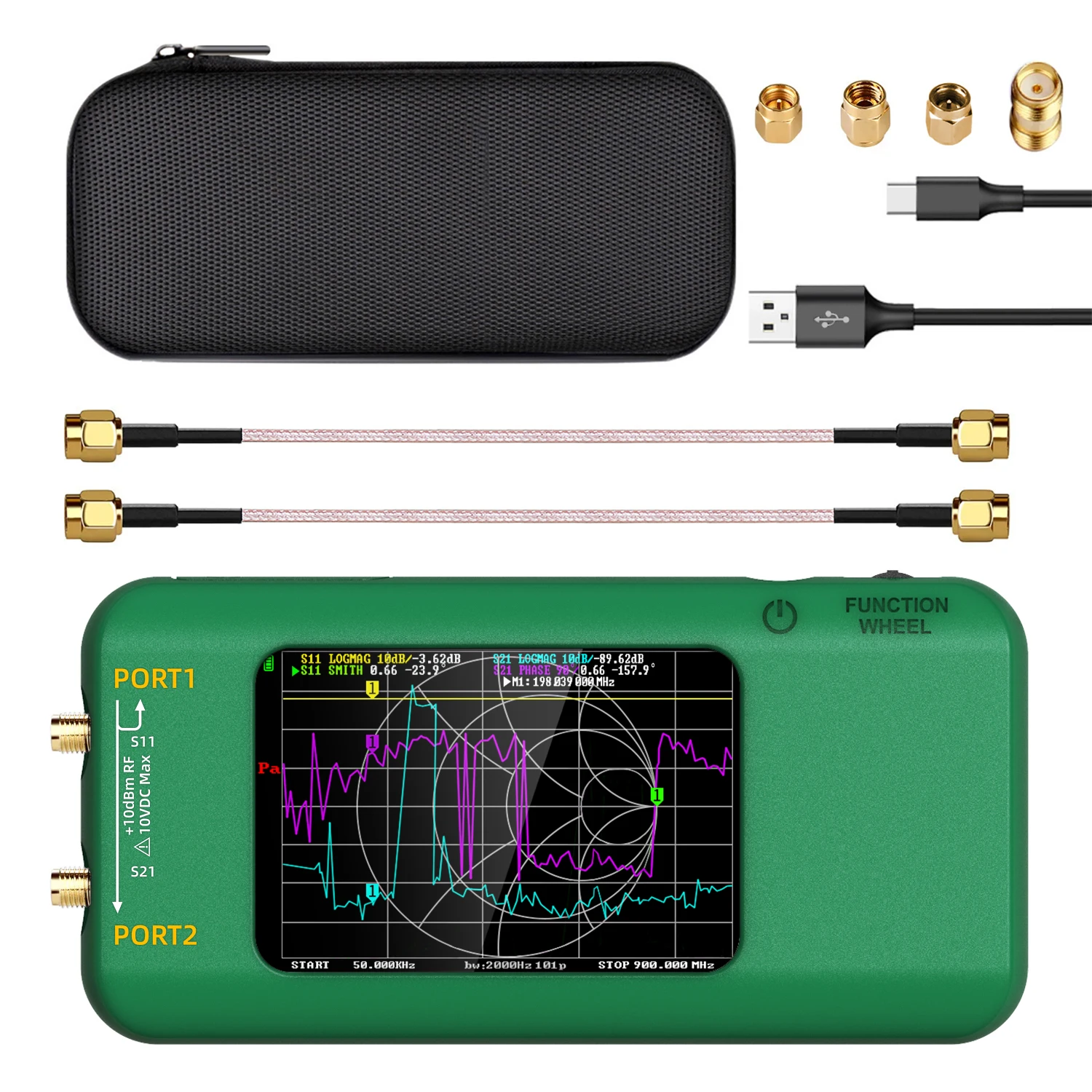 BSIDE P5 Handheld Vector Network Analyzer Digital VNA Tester 10K-1.5GHz Standing Waves HF VHF UHF 3.98 Inch Touch Screen Display