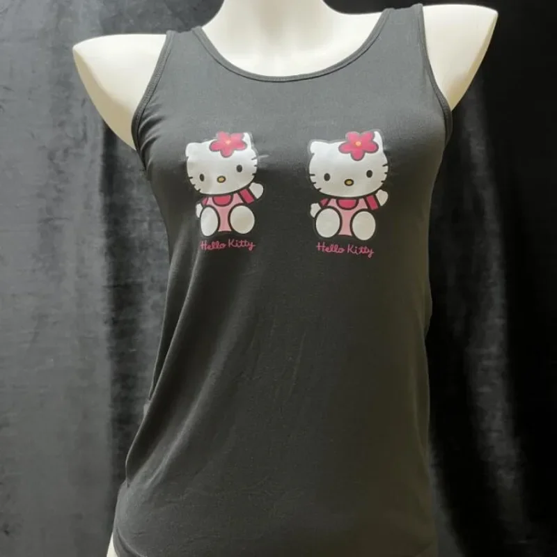 Sanrio Original Hello Kitty Y2k Tops Tank Top Women Y2k Accessories Women Clothing Cute White Crop Tee Korean Fashion Clothing