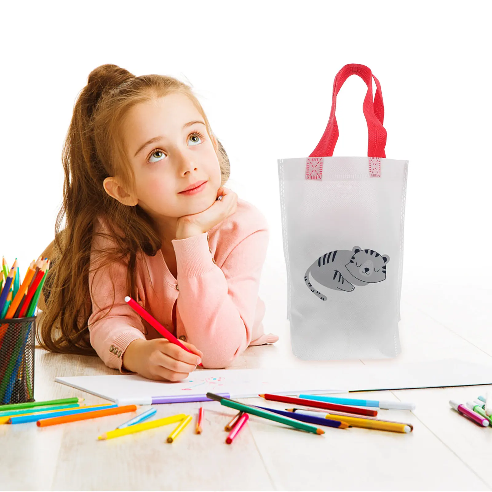

10Pcs Kids DIY Graffiti Non-Woven Fabric Coloring Bags Thick Portable Party Favor Bags Birthday Kindergarten Art Craft Project