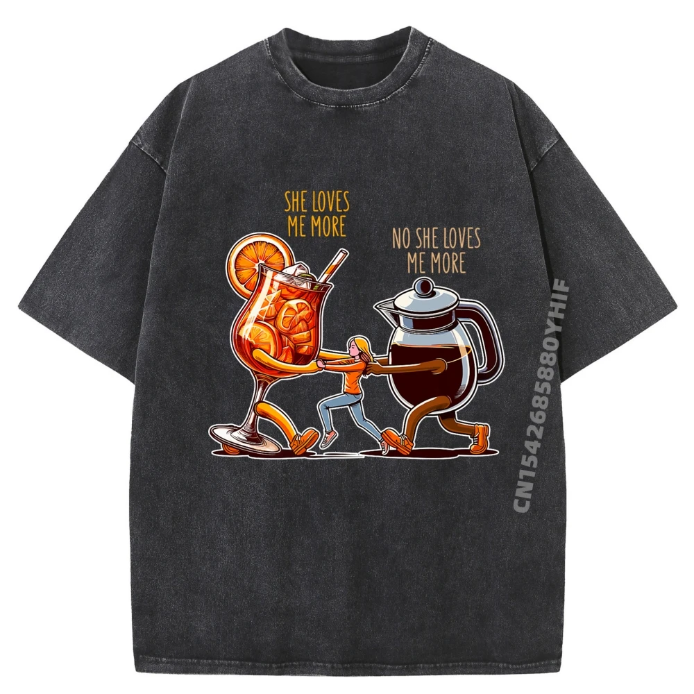 

Она любит меня больше, кофейные топы и футболки, футболки с нормальным рисунком в стиле хип-хоп для мужчин, забавная стираная рубашка с принтом