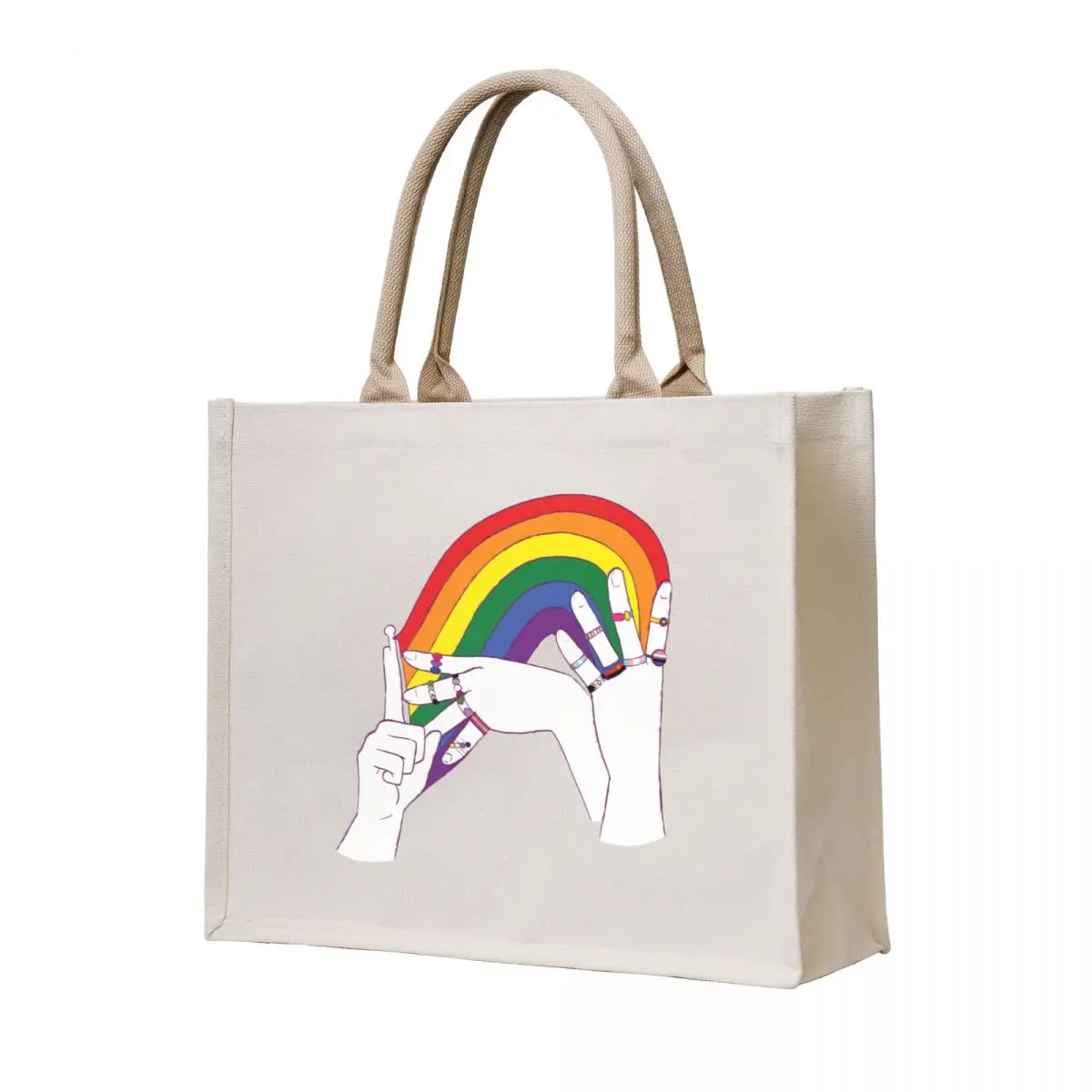 

LGBTQIA + in French Sign Language Tote Bag canvas bags Reusable bags Candy bags Lady