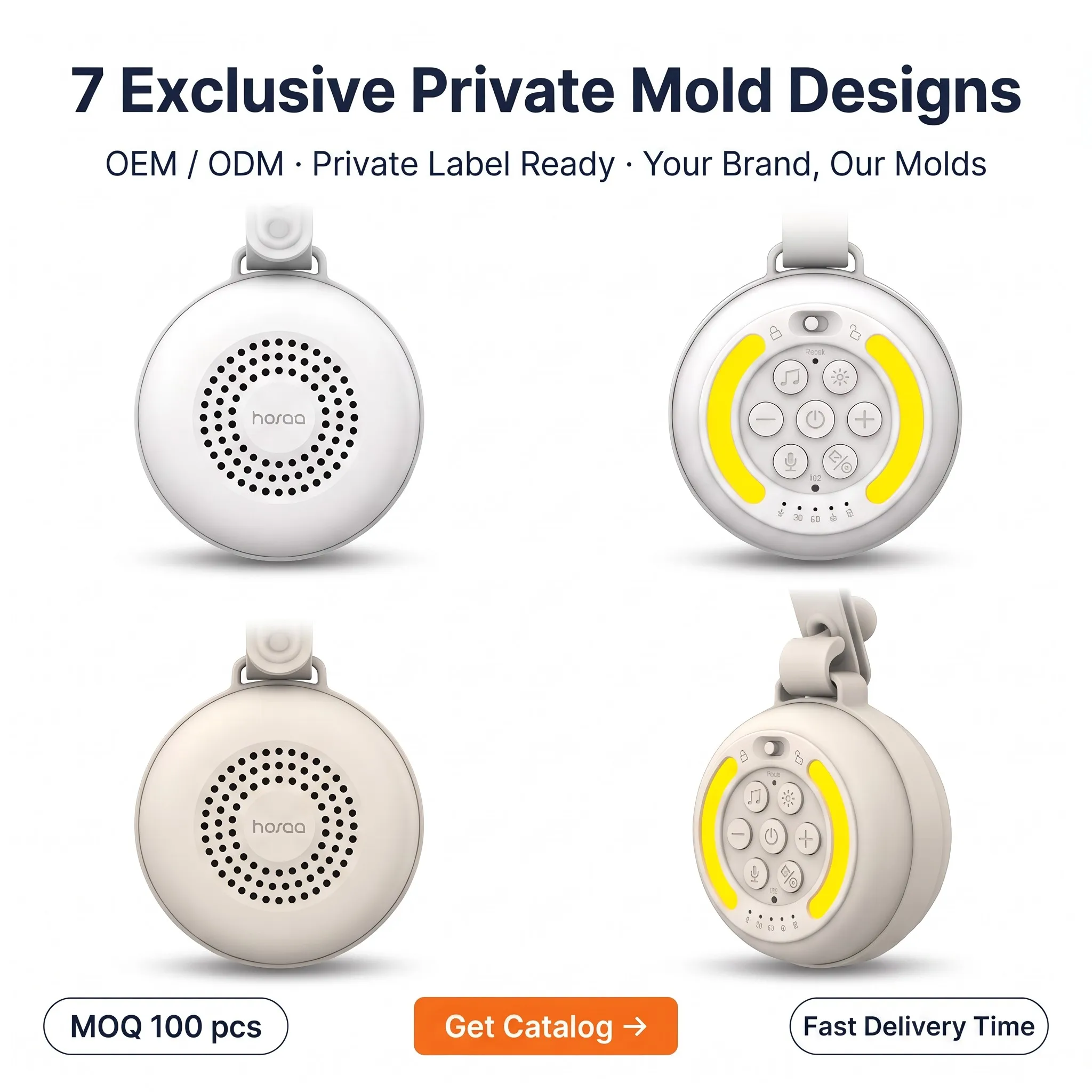 OEM Baby White Noise Machine Low MOQ 100pcs Private Label Baby Sound Machine with Clip Wholesale Supplier