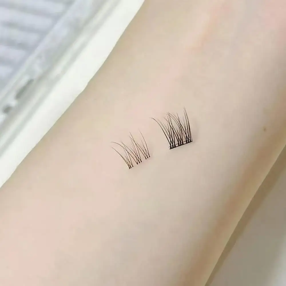 Pestañas postizas autoadhesivas para mujer, extensión de pestañas segmentadas, gruesas naturales, sin banda de tallo, belleza DIY, pestañas sin eliminación