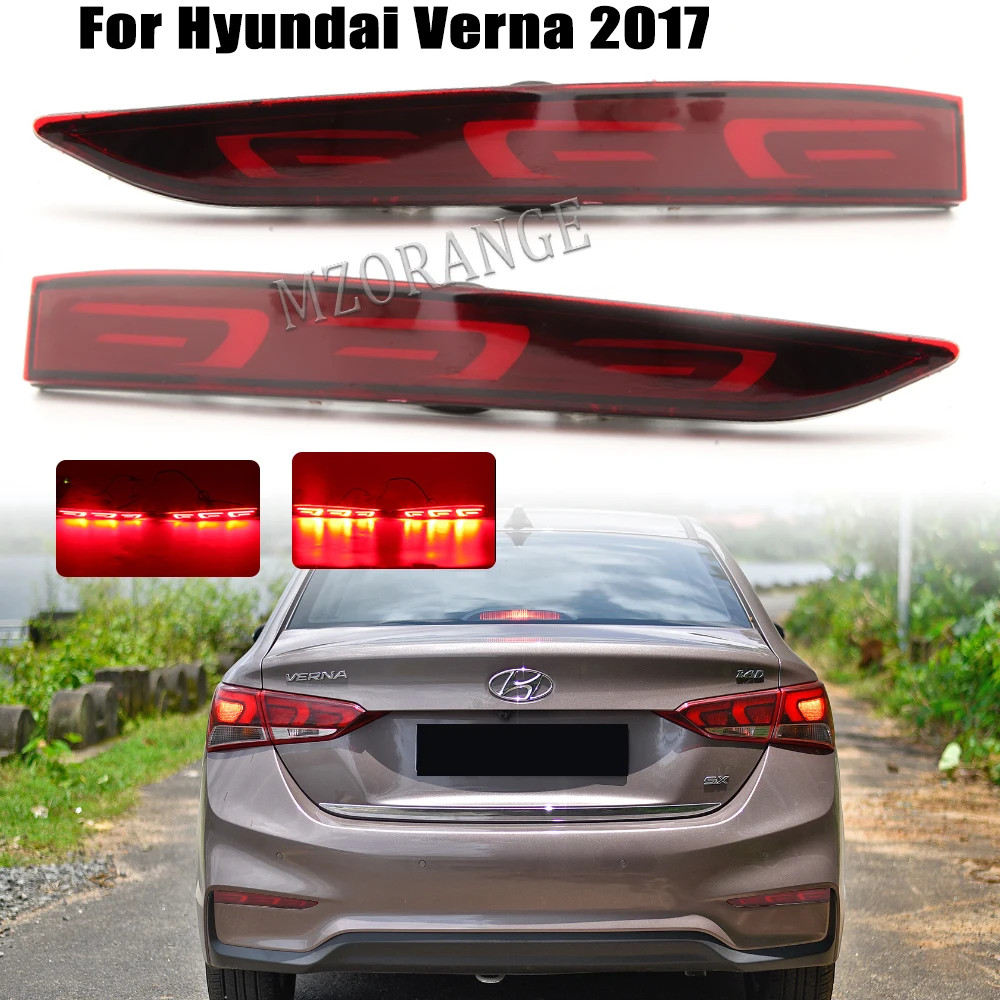 2pcs Rear Bumper Light For Hyundai Solaris Accent 2017 2018 2019 For Hyundai Verna LED Brake Fog Lamp Accsesories Taillights