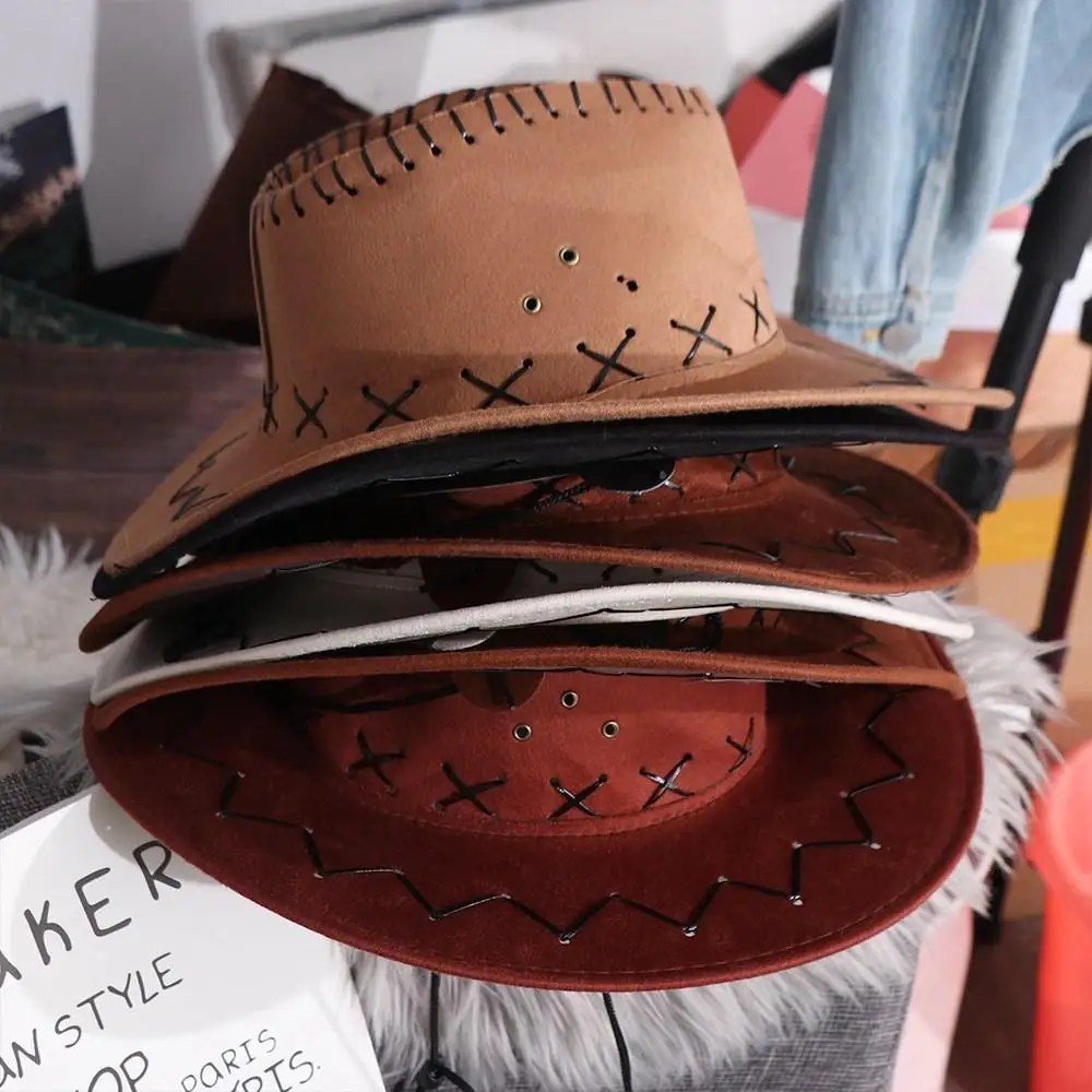 Boné de praia de viagem ao ar livre ajustável para mulheres homens com cordão boné de menina chapéu de cowboy ocidental chapéu de cavaleiro chapéu de sol chapéu de cowgirl