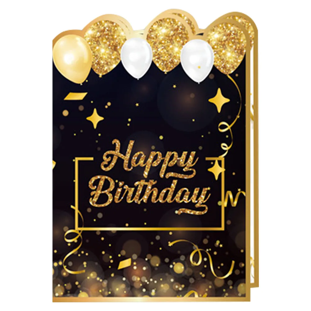 

Birthday Commemorative Card Large Guest Journal Writable Pages Thick Paper Black Golden Album Keepsake Party Supplies