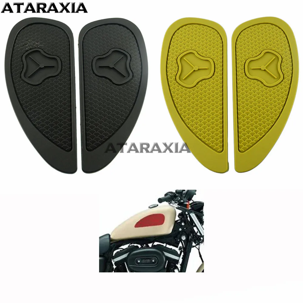 

2Pcs Motorbike Motorcycle Tank Knee Pad Retro Gas Fuel Tank Rubber Stickers Pad Protector Sheath Part Classic Vintage