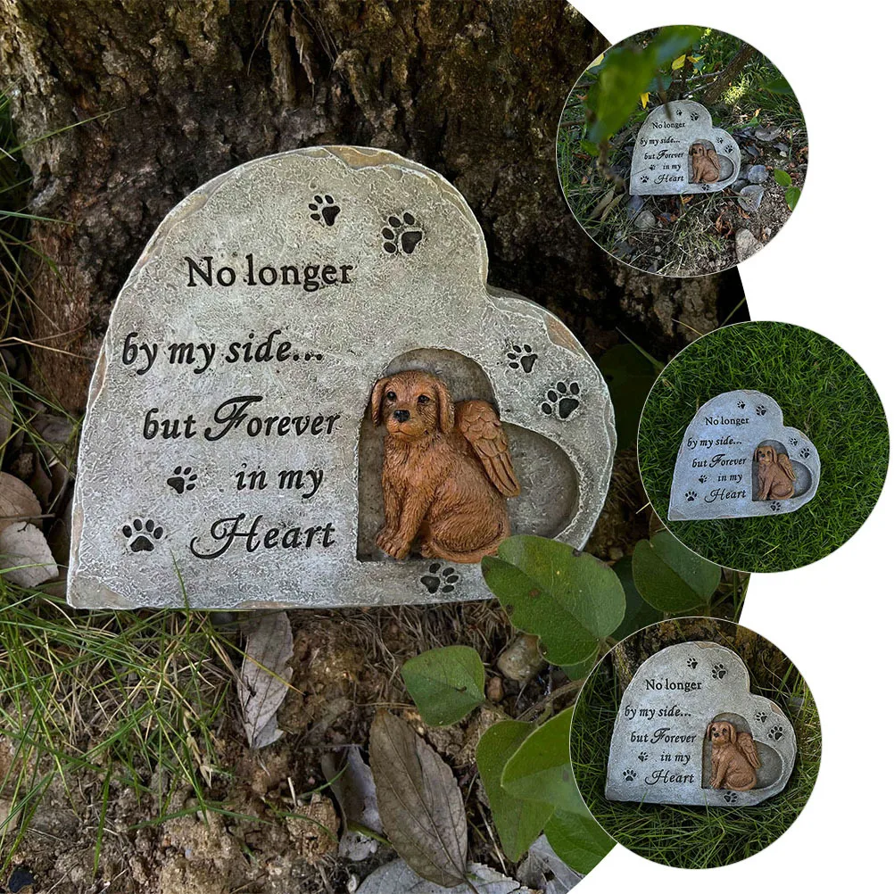 Dog Memorial Stone Resin Wear Resistant Pet Grave Marker Outdoor Garden Memorial Statue Tribute Gift Pet Grave Markers