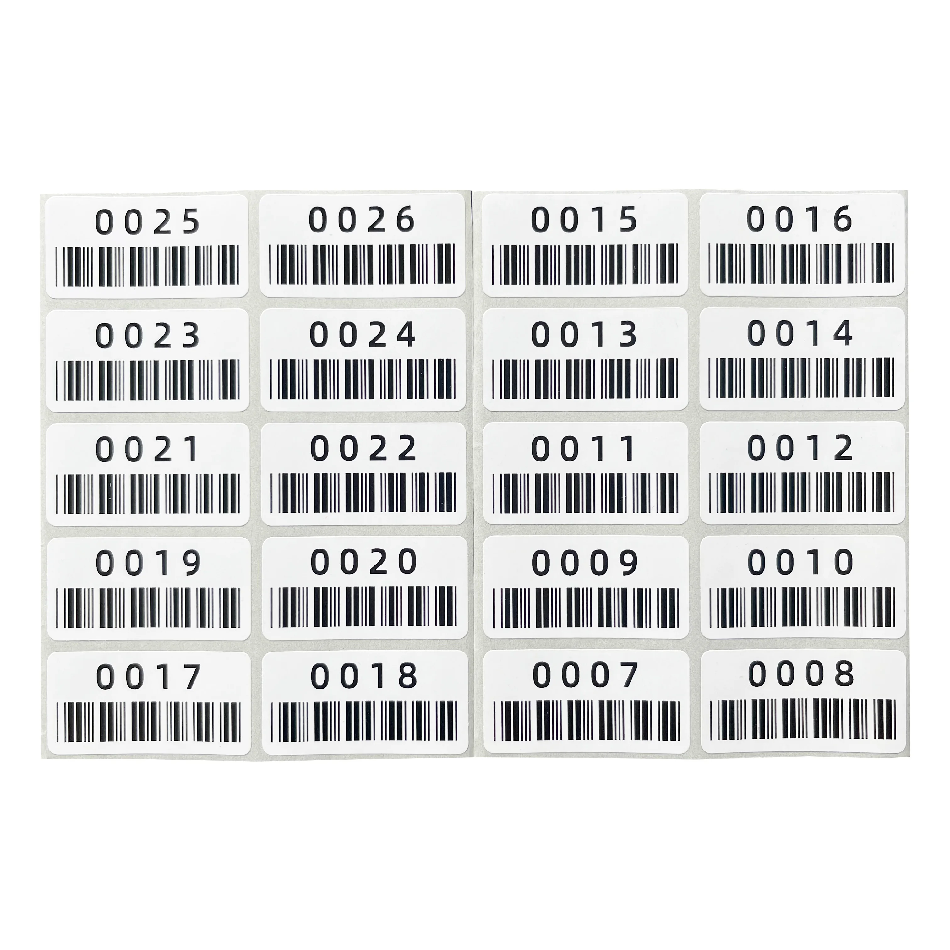 500PCS continuously numbered label sticker 40X20mm600dpi HD pre-printed barcode serial number black text on white background