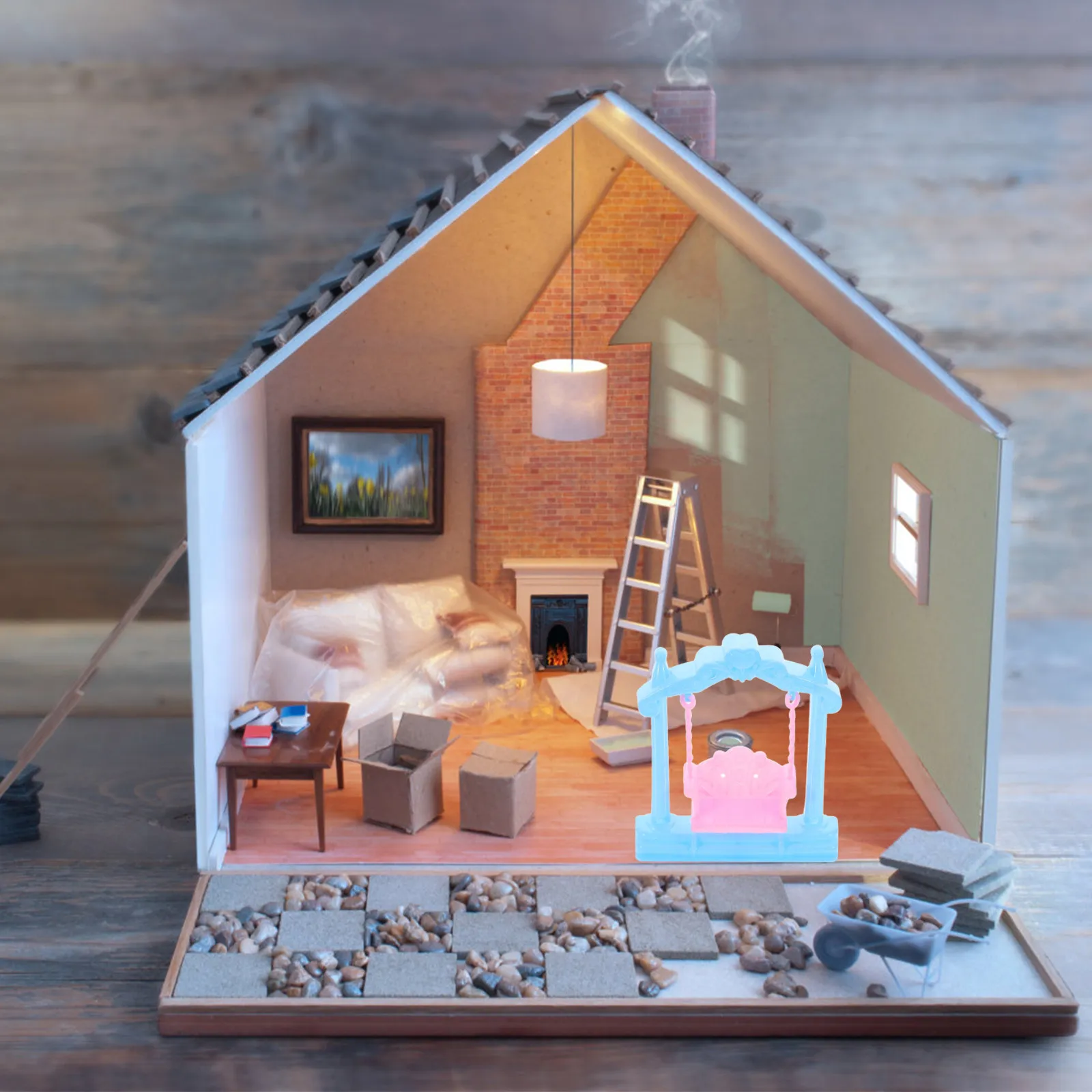 

10Pcs Mini Princess Dollhouse Swing Set for Girls Royal Theme Miniature Garden Swing Accessory for Dollhouse Play Creative