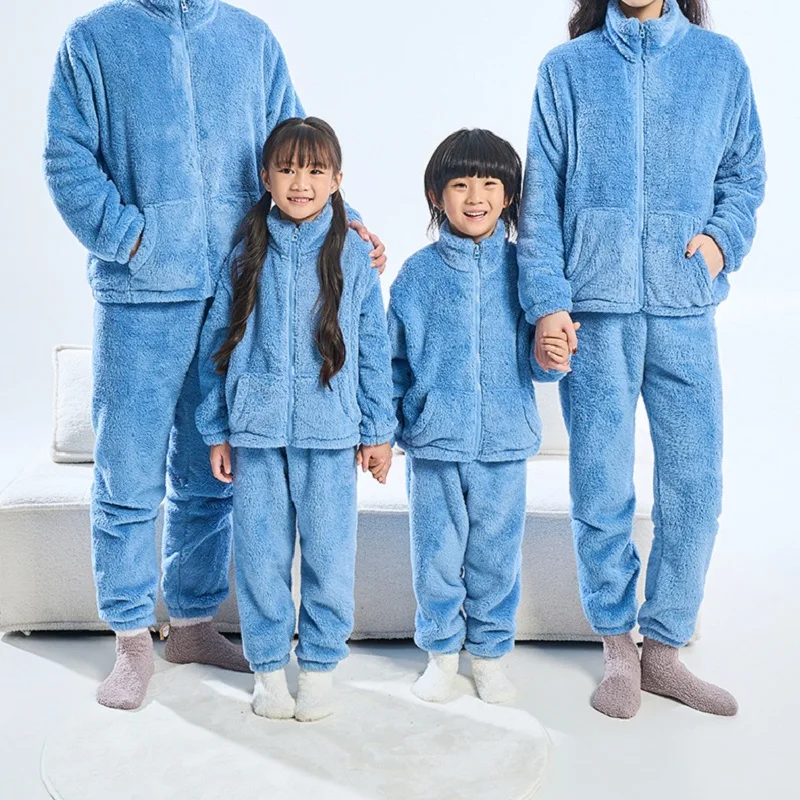 

3-18 Years Kids Girls Boys Autumn Winter Fleece Pyjamas Nightwear Girls Boys Thermal Warm Up Sleepwear Pajamas Sets Home Wear