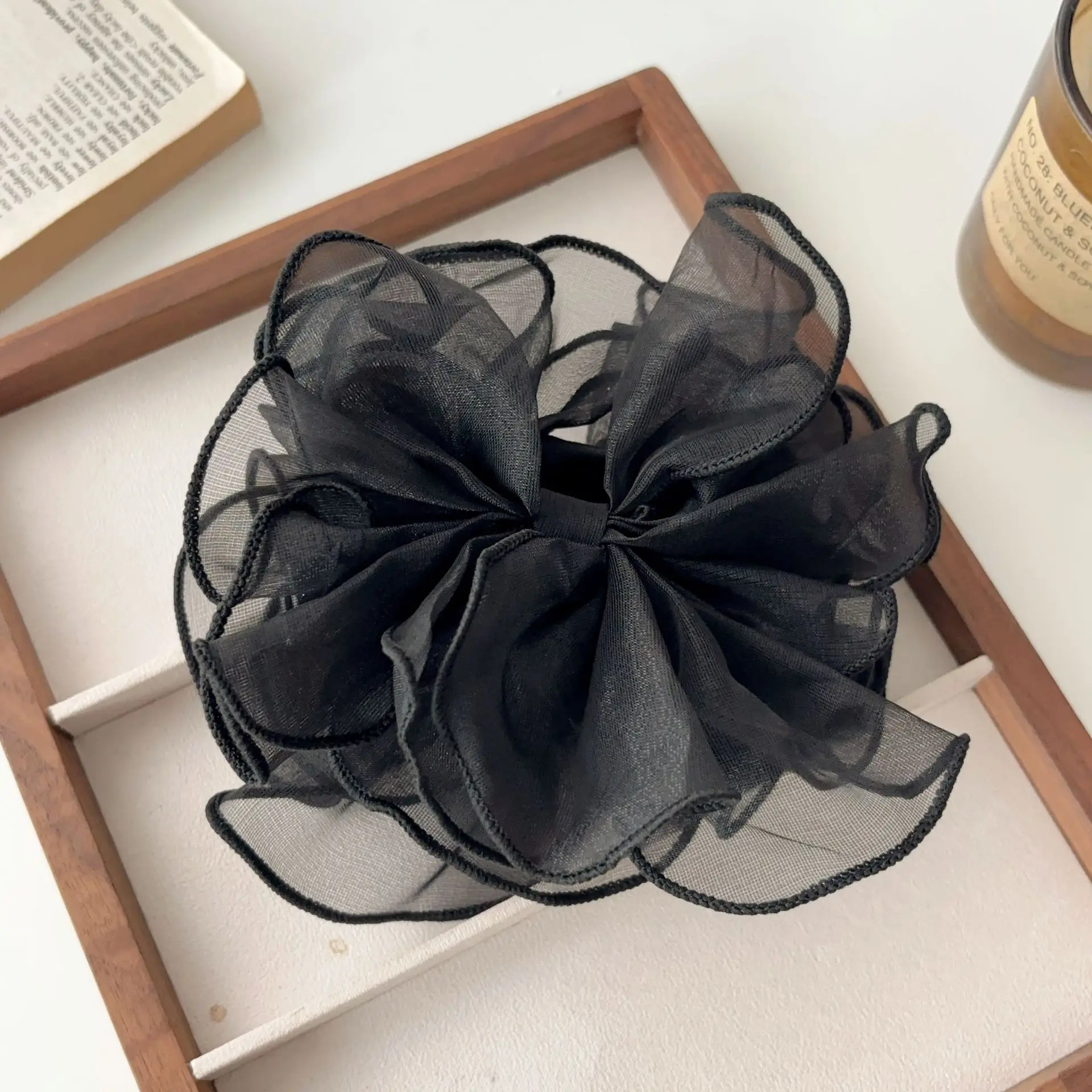 

Large Mesh Bow Hair Claw Sweet Elegant Ponytail Hairpin Women Girls Sweet Hair Crab Clip Ribbon Non-slip Hair Style Accessories