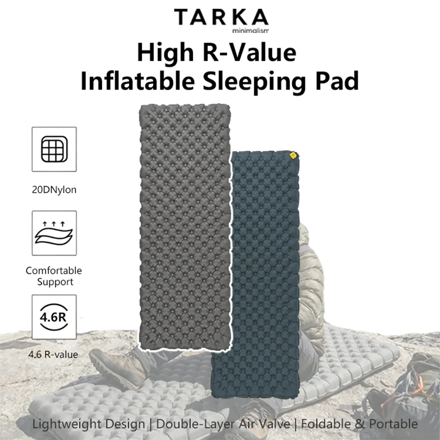 

Outdoor Inflatable Sleeping Pad High R-Value Lightweight Portable Comfortable Support Four Seasons Universal Dual Color Splicing