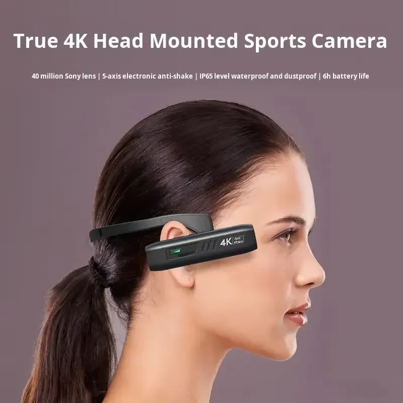 4K Head Mounted Camera with Image Stabilization Portable Outdoor Wearable Video Recorder for Sports Action High Definition