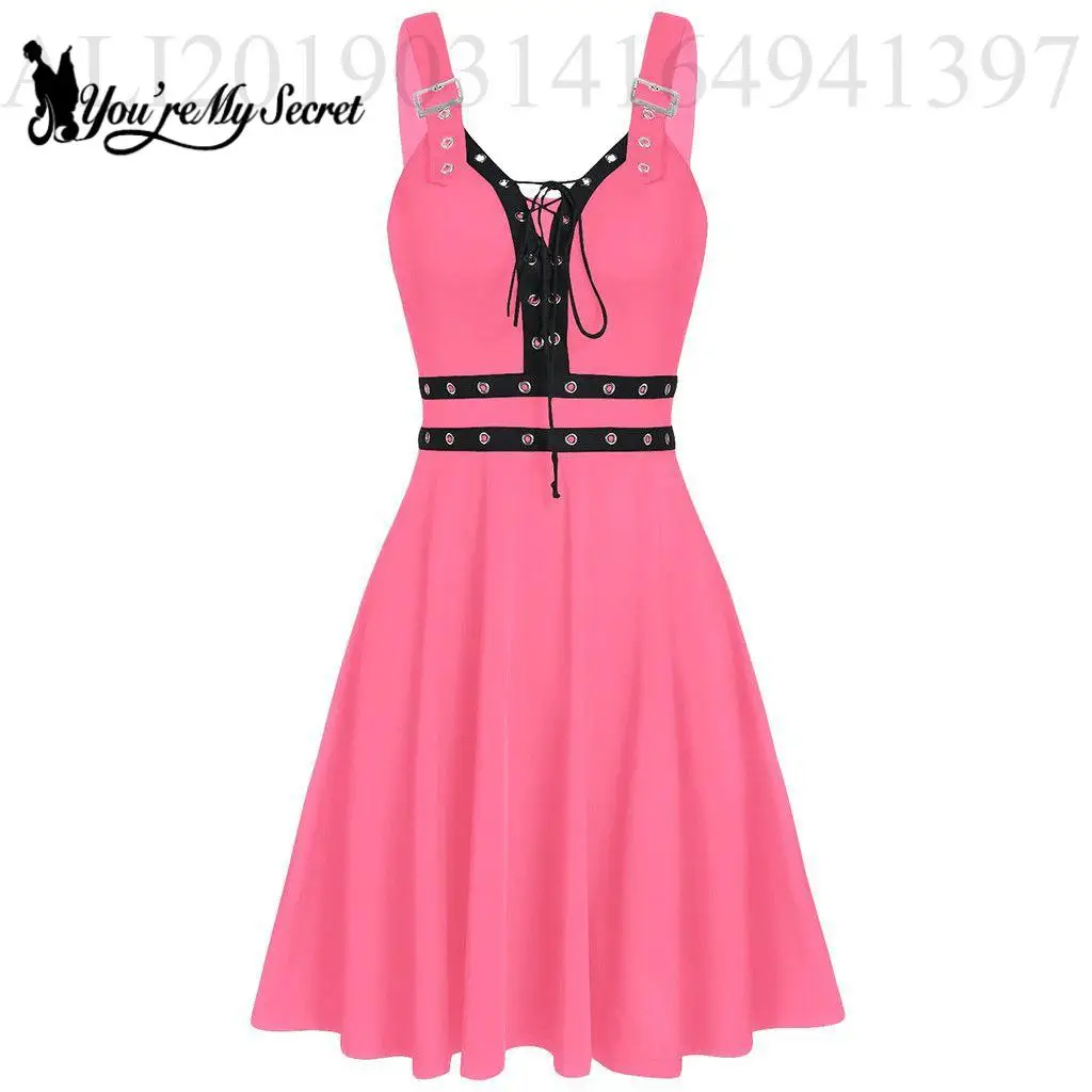 فستان أسود فاسق للنساء فستان الشمس نمط فاسق رداء القوطية زلة ثوب خمر القرون الوسطى الزي الربيع الشارع الشهير ملابس الصيف #5